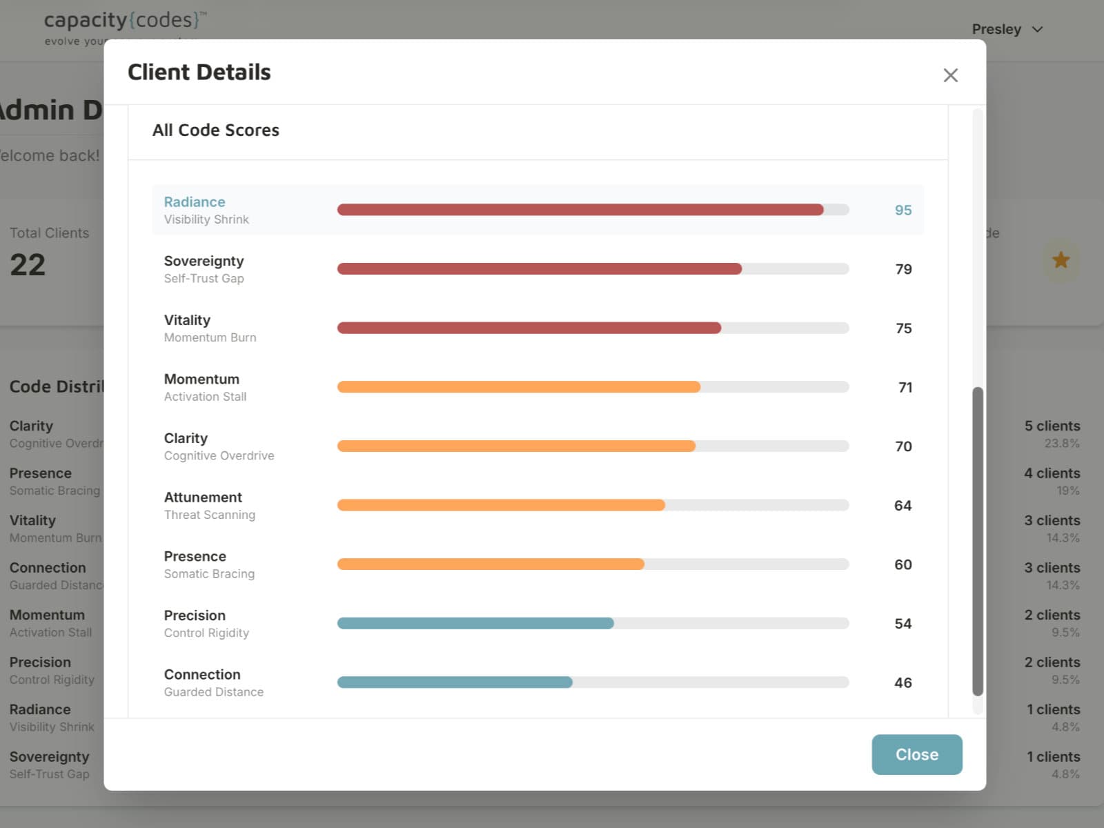 Capacity Codes practitioner view