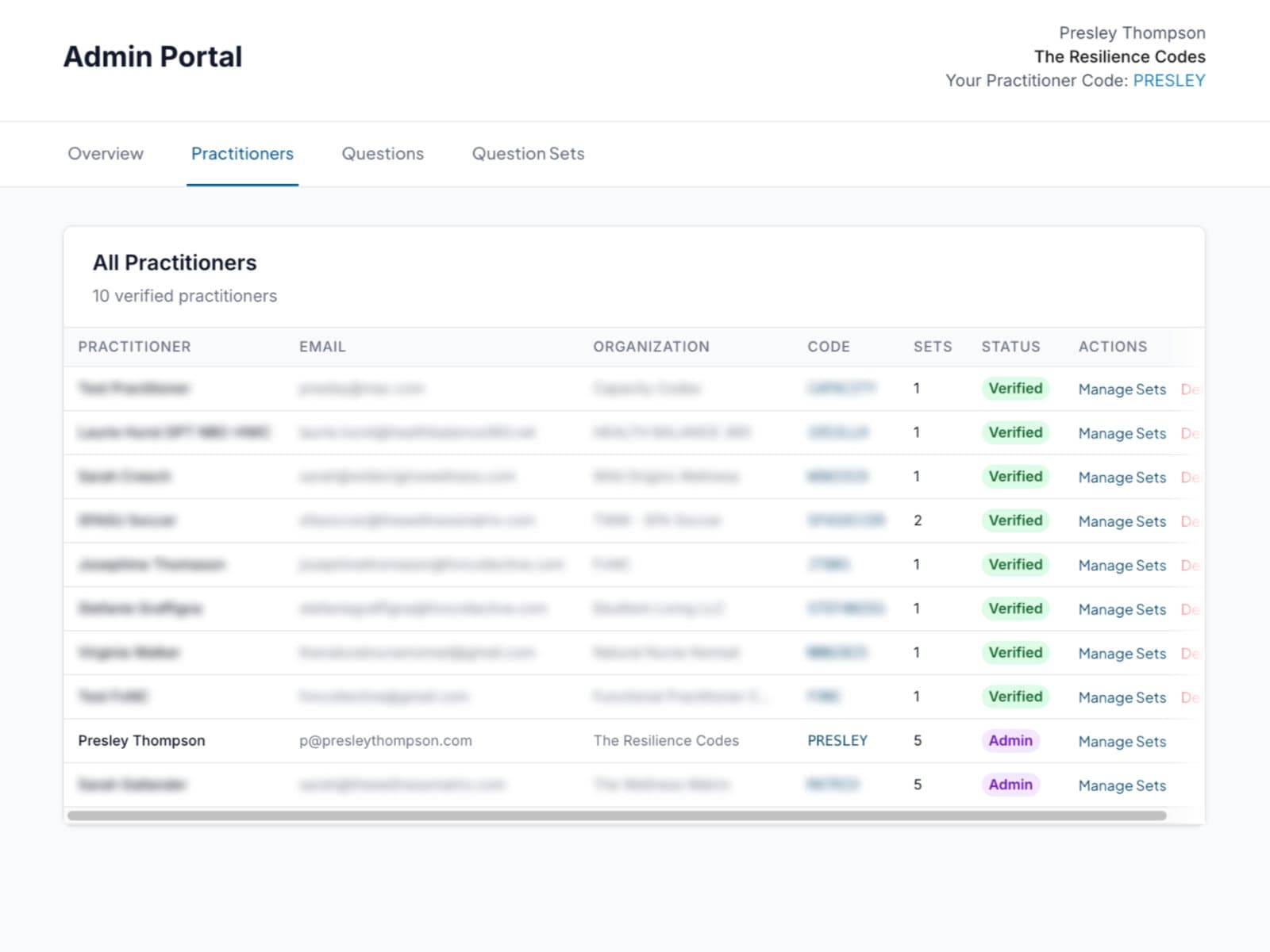 SHAPES Matrix practitioner view